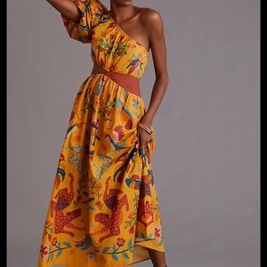 Anthropologie Farm Rio one shoulder dress